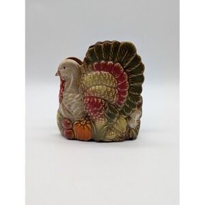 Vintage Thanksgiving Turkey Ceramic Napkin Holder Harvest Fall Farmhouse Rustic